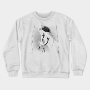 Stork and turtle dancing salsa trick Crewneck Sweatshirt